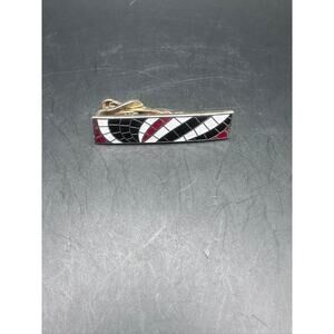 SWANK Marked Tie Clip Mosaic Enamel Design Vintage! Great Condition! #100